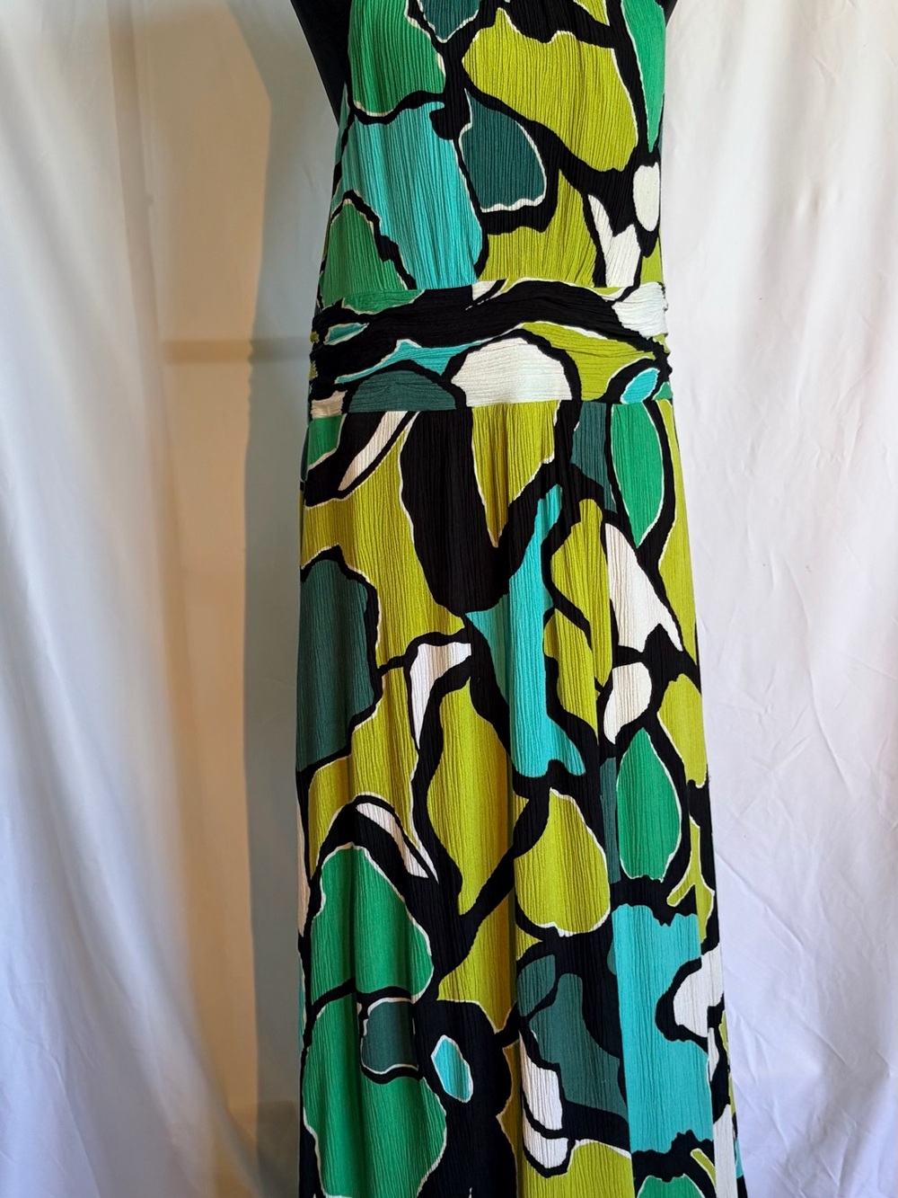 Signature by Robbie Bee Lime, Teal & Black Abstract Maxi Dress